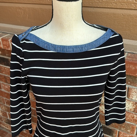 Tommy Hilfiger Women's Small Navy White Boardwalk Stripe Sheath Dress - Picture 2 of 6
